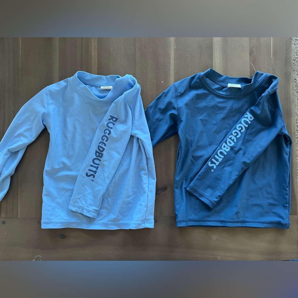 Baby Boy SPF rashguards, bundled lot of 2 Long Sleeve shirts in blue